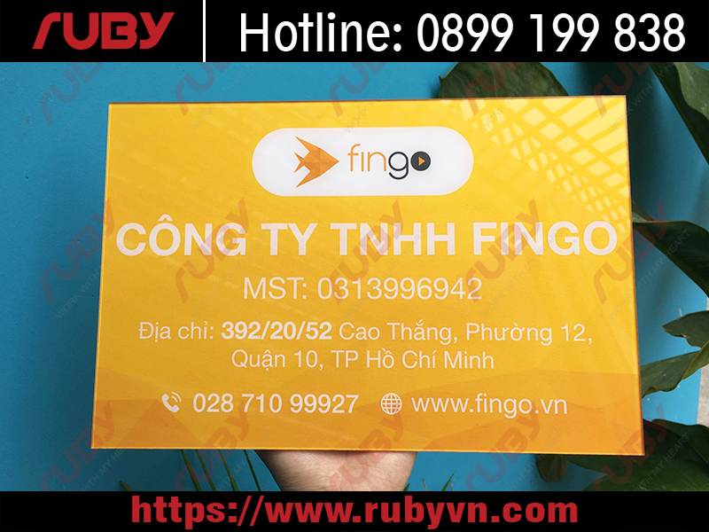 Bảng tên công ty do CÔNG TY TNHH PHÁT TRIỂN CÔNG NGHỆ RUBY thiết kế và sản xuất