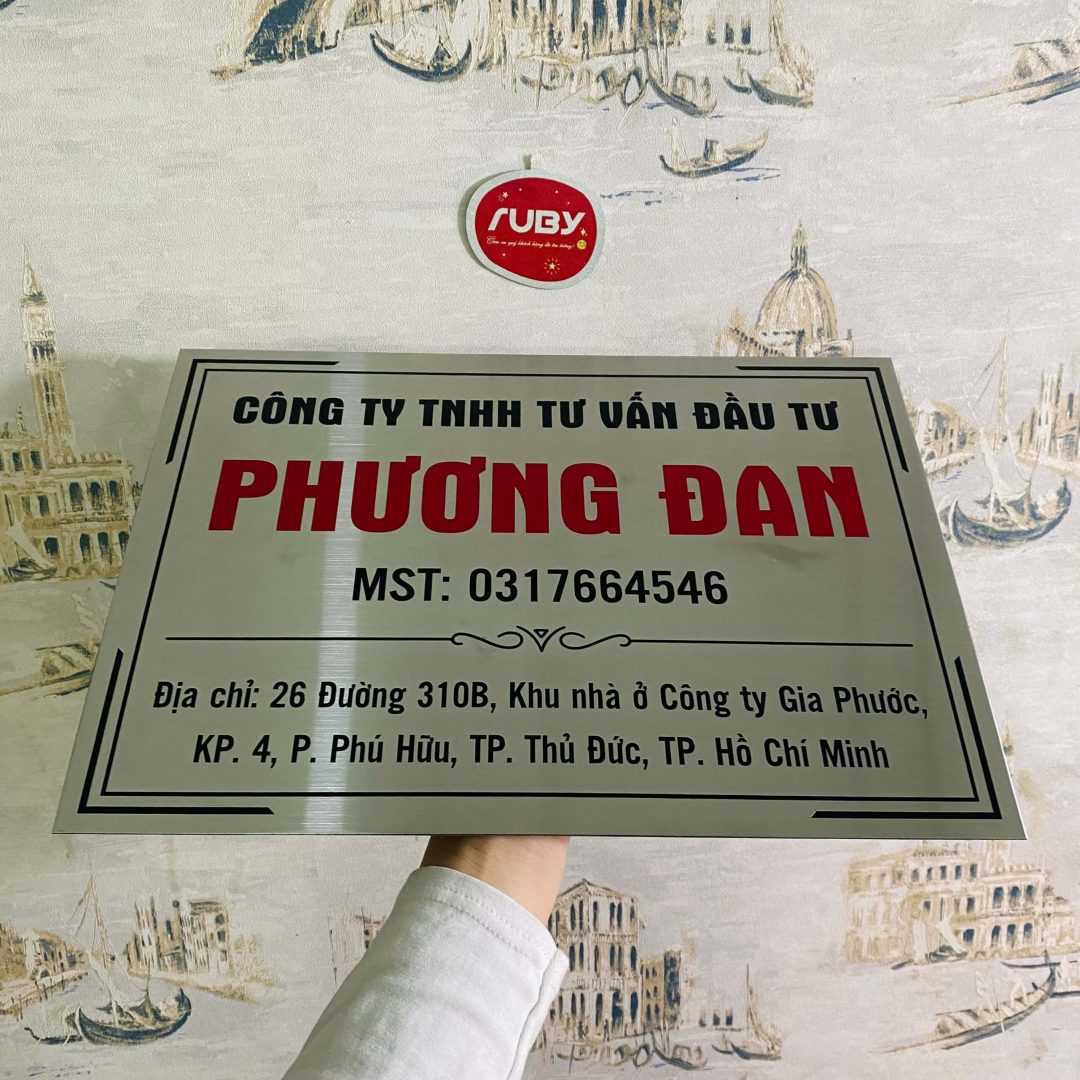 Biển công ty inox tên doanh nghiệp sắc nét – mẫu biển hiệu công ty đẹp, chuyên nghiệp, chất liệu inox cao cấp.