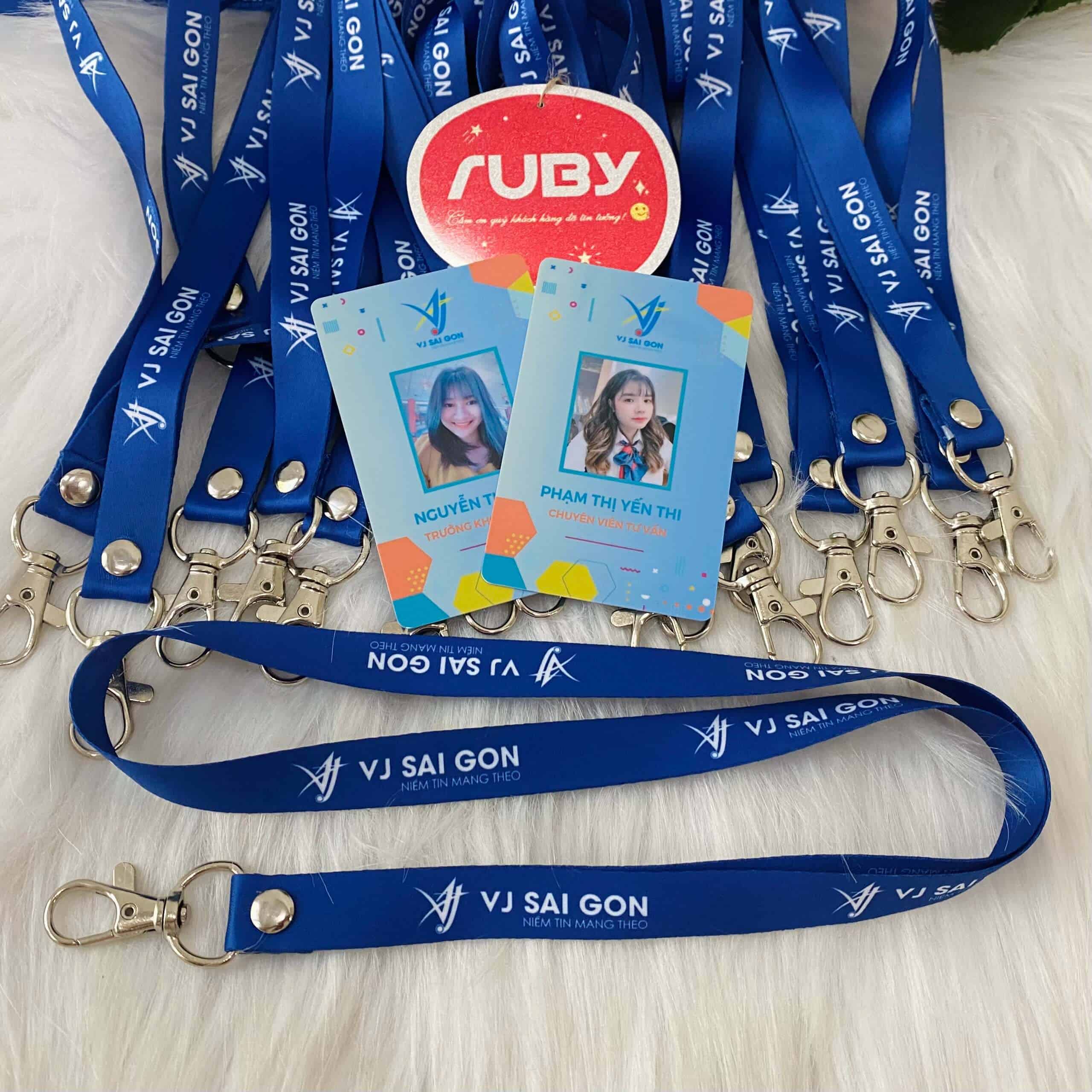 Mẫu Dây Đeo Thẻ Satin In Logo VJ Sài Gòn